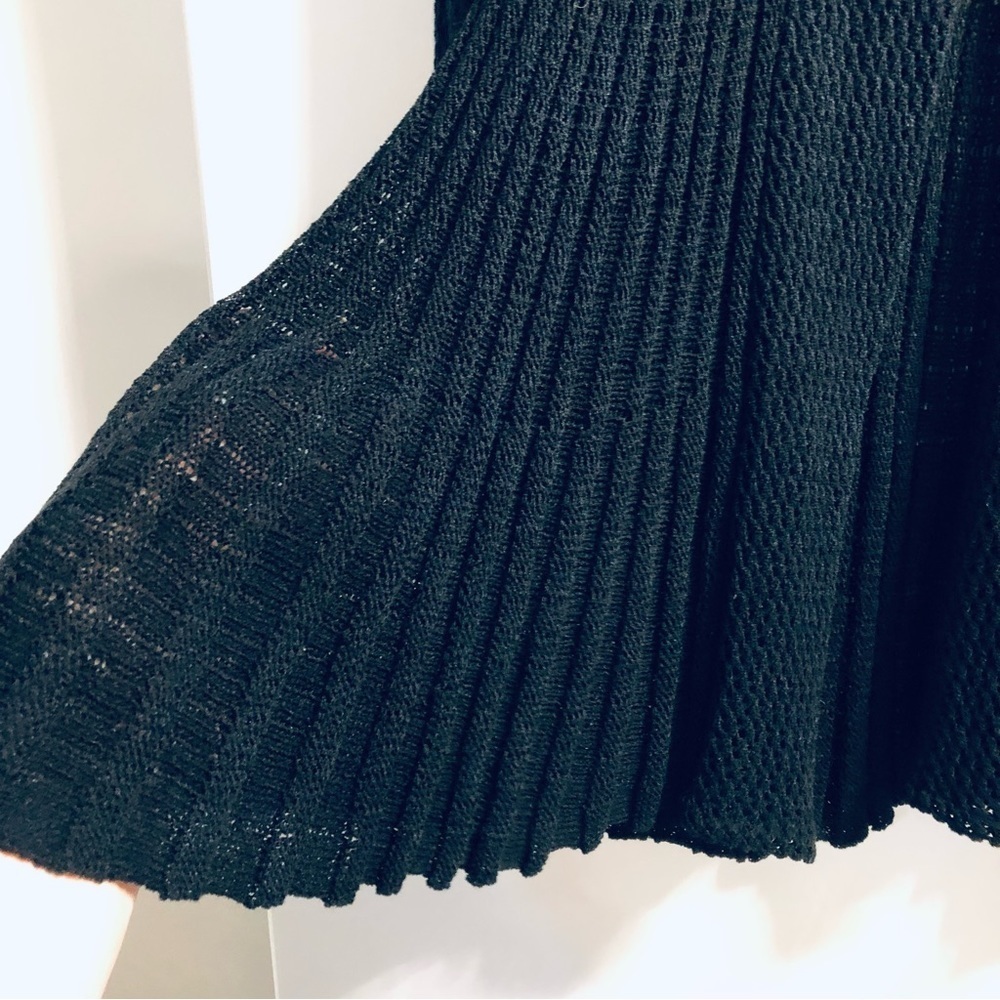 Xception(al) Small Black “Lacey” Knit Cardigan/ Duster “Pleated” - Picture 6 of 12